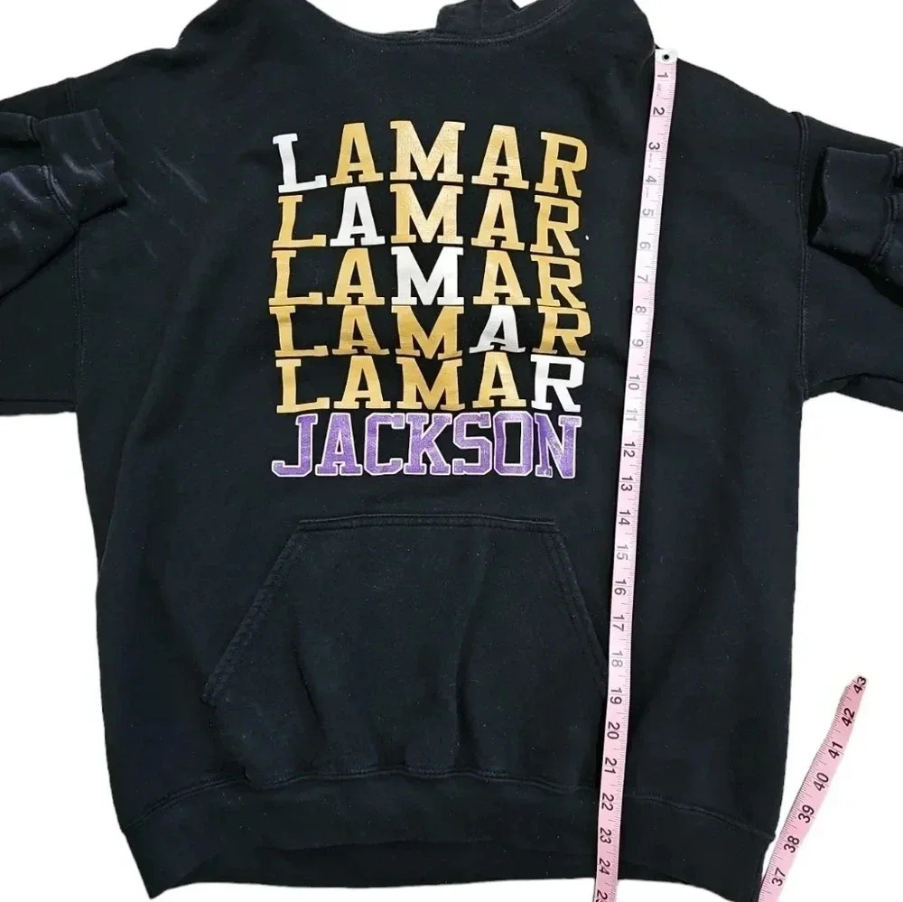 Lamar Jackson Mens Large Hoodie Black Graphic Fleece Sweatshirt Rare Streetwear - Picture 7 of 7